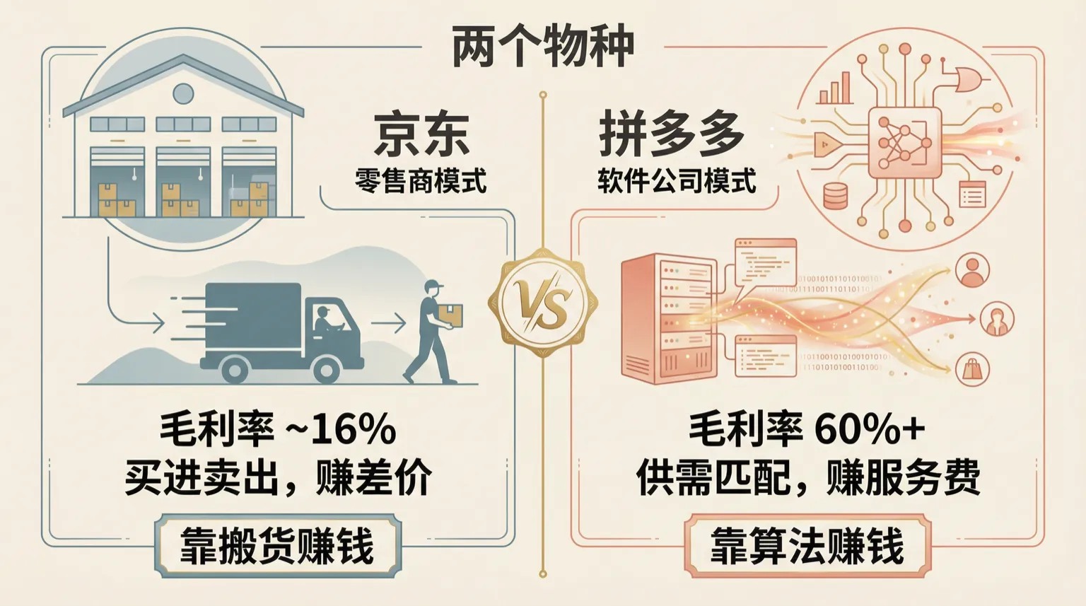京东vs拼多多商业模式对比